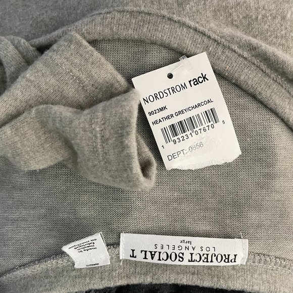 Project Social T | Women's Grey Drop Shoulder Scoop Neck Sweater Large - Picture 6 of 6